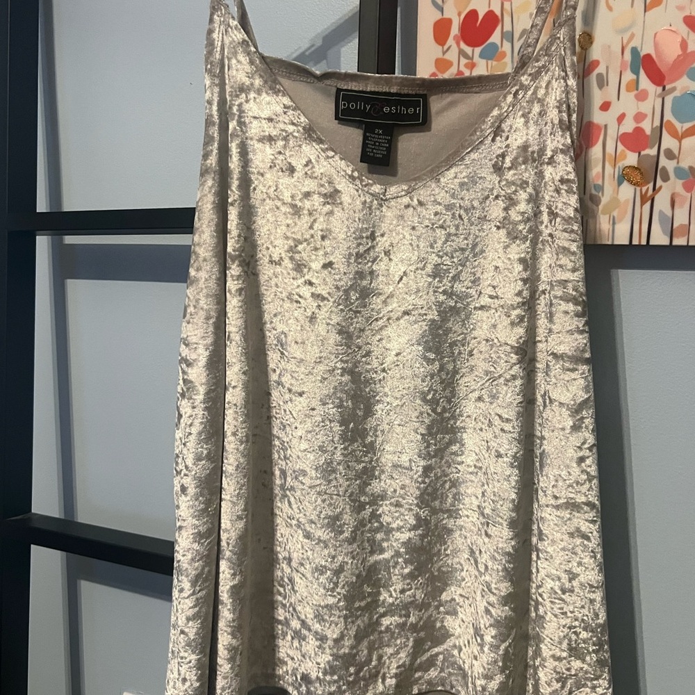 Polly & Esther Silver Velvet Women's Top